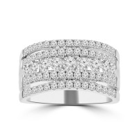 1.29 ct Ladies Micro Pave Set Round Cut Diamond Anniversary Band in 14k White Gold  (H-I Color SI-2 I1 Clarity)
