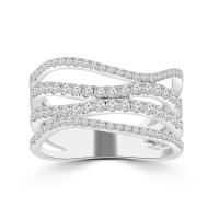 0.80 ct Ladies Micro Pave Set Round Cut Diamond Anniversary Band in 14k White Gold  (H-I Color SI-2 I1 Clarity)