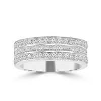 1.18 ct Ladies Micro Pave Set Round Cut Diamond Anniversary Band in 14k White Gold  (H-I Color SI-2 I1 Clarity)