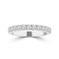 0.75 ct Ladies Micro Pave Set Round Cut Diamond Anniversary Band in 14k White Gold  (H-I Color SI-2 I1 Clarity)