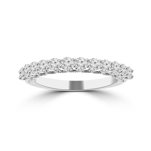 0.70 ct Ladies Micro Pave Set Round Cut Diamond Anniversary Band in 14k White Gold  (H-I Color SI-2 I1 Clarity)