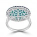 7.34 ct Round Cut Diamond & Oval Shape Turquoise Anniversary Ring
