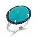 7.34 ct Round Cut Diamond & Oval Shape Turquoise Anniversary Ring