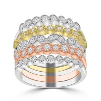 0.76 ct Ladies 5 Piece Round Cut Diamond Wedding Band Ring in 14k White/Yellow/Rose Gold