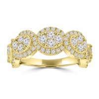 3.21 ct Ladies Pave Set  Round Cut Diamond Anniversary Ring in Yellow Gold