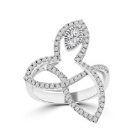 0.60 Ct Ladies Round Cut and Marquise cut Diamond Anniversary Ring