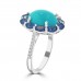 6.12 Ct Round Cut Diamond Oval Shape Turquoise Anniversary Ring