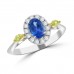 0.83 Ct Oval Cut Tanzanite & Round and Marquise  Cut Diamond Engagement Ring ( G-H Color SI-2 I1 Clarity)