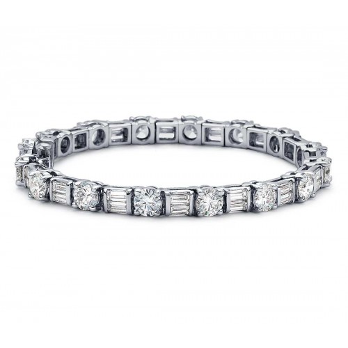 6.50 ct Ladies Baguette and Round Cut Diamond Tennis Bracelet In Channel and Prong Setting