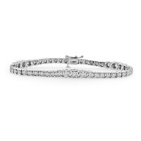 2.01ct Ladies Graduated Round Cut Diamond Tennis Bracelet (G Color SI-1 Clarity) in 14kt White Gold