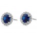 3.55 ct Sapphire With Diamond Accented Stud Earrings