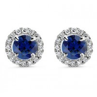 3.55 ct Sapphire With Diamond Accented Stud Earrings