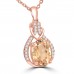 2.07 ct Round Cut Diamond & Oval Shape Morganite Pendant Necklace (G-H Color SI-2 I-1 Clarity) in 14 kt Rose Gold