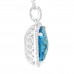 9.37 ct Blue Topaz Round Cut Diamond & Cushion Cut Pendant Necklace (G-H Color SI-2 I-1 Clarity) in 14 kt White Gold