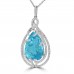 19.72 Ct Ladies Pear Shaped Blue Topaz Round Cut Diamond Pendent Necklace (G-H Color SI-2 I-1 Clarity) in 14 kt White Gold