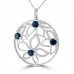  1.22 Ct Round Cut Diamond Sapphire Pendant Necklace in 14k White Gold