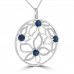  1.22 Ct Round Cut Diamond Sapphire Pendant Necklace in 14k White Gold