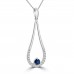 0.38 Ct Round Cut Diamond Sapphire Pendant Necklace in 14k White Gold