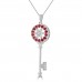 1.04 ct Round Cut Diamond & Ruby Pendant Necklace in 14k White Gold