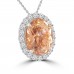 4.72 ct Round Cut Diamond & Oval Shape Morganite Pendant Necklace (H-I Color SI-2 I-1 Clarity) in 14 kt Rose Gold