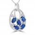 1.81 ct Round Cut Diamond & Oval Shaped Sapphire Pendant Necklace in 14k White Gold