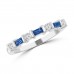 0.49 ct Round Cut Diamond & Blue Sapphire Wedding Band Ring in 14k White Gold