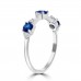 0.75 ct Round Cut Diamond & Blue Sapphire Wedding Band Ring in 14k White Gold