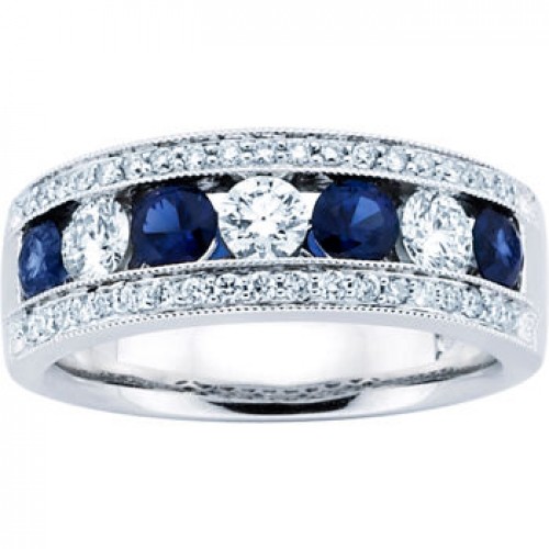 Ladies Blue Sapphire Wedding Band Ring 500x500 