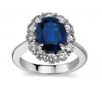 7.28 ct Oval Shape Sapphire And Diamond Engagement Ring