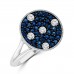 1.43 ct Round Cut Diamond & Blue Sapphire Wedding Band Ring in 14k White Gold