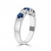 1.13 ct Round Cut Diamond & Blue Sapphire Wedding Band Ring in 14k White Gold