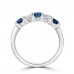 1.13 ct Round Cut Diamond & Blue Sapphire Wedding Band Ring in 14k White Gold