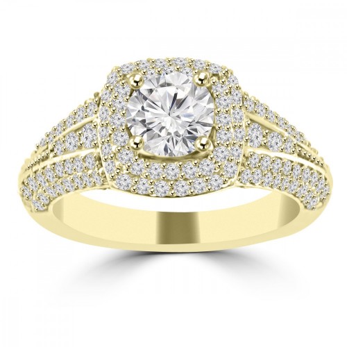 2.02 ct Ladies Round Cut Diamond Engagement Ring in 14 kt Yellow Gold