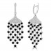 3.75 ct White and Black Round Cut Diamond Chandelier Earrings in 14 kt White Gold
