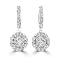 2.26 Ct Ladies Round Cut Diamond Drop Earrings
