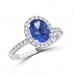 1.96 ct Round Cut Diamond & Oval Shape Tanzanite Engagement Ring