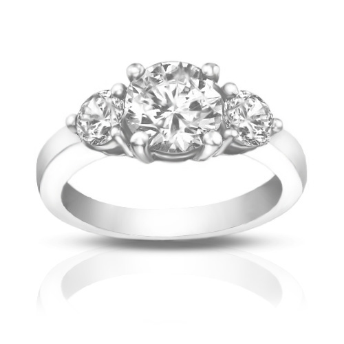 1.95 Ct Ladies Round Cut Diamond Three Stone Engagement Ring