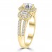 1.76 ct Ladies Emerald Round and Baguette Cut Diamond Engagement Ring in 14 kt Yellow Gold