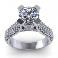 2.65 ct Pave Set Round Cut Diamond Engagement Ring