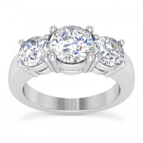 0.85 ct Ladies Three Stone Round Cut Diamond Engagement Ring