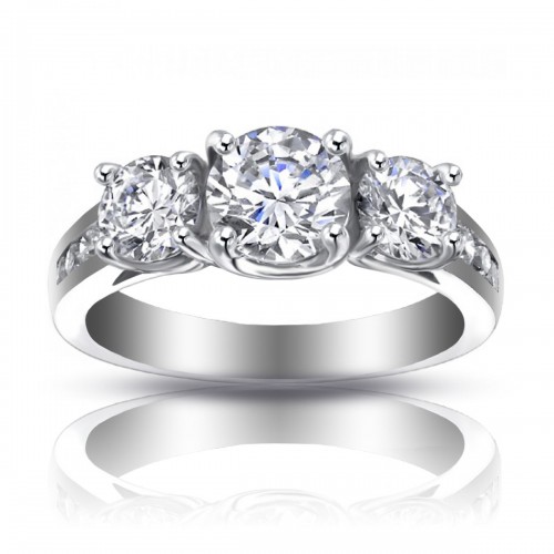 2.25 ct Ladies Three Stone Round Cut Diamond Engagement Ring