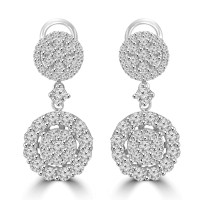 4.26 Ct Ladies Round Cut Diamond Drop Earrings