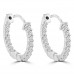 1.90 ct Ladies Round Cut Diamond Hoop Huggie Earrings In 14 Kt White Gold