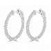 1.45 ct Ladies Round Cut Diamond Hoop Earrings In 14 Kt White Gold