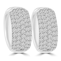 1.25 ct Ladies Round Cut Diamond Huggie Earrings In 14 Kt White Gold