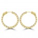 2.10 ct Ladies Round Cut Diamond Hoop Huggie Earrings in Yellow Gold