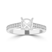 0.30 Ct Ladies Round Cut Diamond Semi Mounting Engagement Ring in 14k White Gold