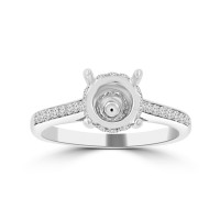  0.45 Ct Ladies Round Cut Diamond Semi Mounting Engagement Ring in 14k White Gold