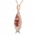 2.91 Ct Pear Shaped Morganite and Diamonds Pendant Necklace in 14k White Gold