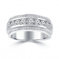 0.75 ct Men's Round Cut Diamond Wedding Band Ring in Channel Setting